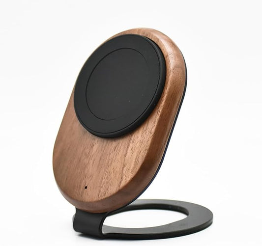ARK Uno - Solid Wood MagSafe Stand Magnetic Wireless Charging Station w/Adapter & USB to USB C15W Wireless Charger. for iPhone 12-17 & Some Samsung. Home, Office, Kitchen,Best Mens Gifts!