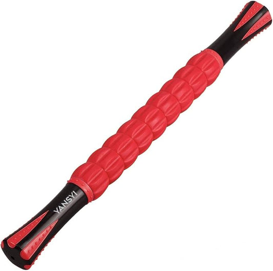 Yansyi Muscle Roller Stick for Athletes - Body Massage Roller Stick - Release Myofascial Trigger Points Reduce Muscle Soreness Tightness Leg Cramps & Back Pain for Physical Therapy & Recovery (Red)