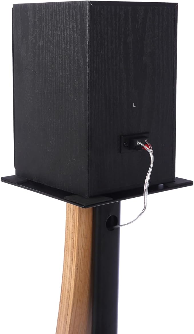 EXIMUS One Pair Fixed Height Universal Speaker Floor Stands with Real Wood - Oak - 290 Series