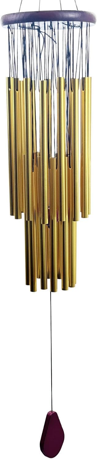 33" Wind Chimes for Outside, Gold Lovely Wind Chimes with 27 Aluminum Tubes Courtyard Decoration for Mother Father Gift Home Decor Garden Patio Balcony