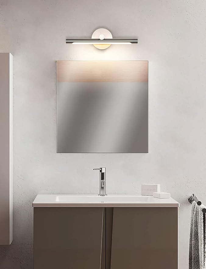 JUSHENG Modern LED Picture Light 16.33" Inch, Metal Wired Gallery Light Wall Mount Picture Light for Paintings Art Lighting Accent Lamps, 7W (45W Eqv.), 3000K Warm White 560Lm, Brushed Nickel