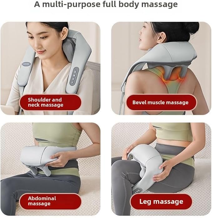 Trapezius Massager for Neck Shoulder & Back Pain Relief - 3D Kneading Heating Pad with 2 Massage Modes, Adjustable Strap for Office/Home Use