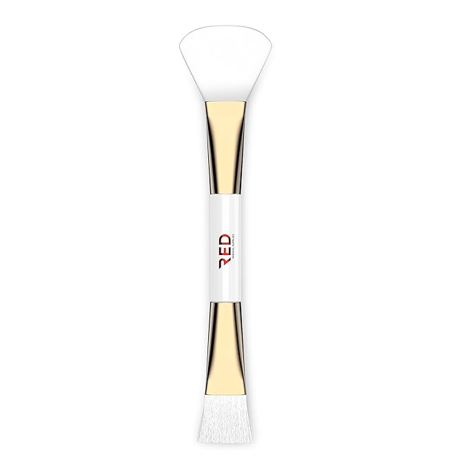Dual Applicator Face Brush - Luxuriously Soft Brush, Fan-Shaped Silicone Head Designed for Microcurrent Gel Appliction - Elevate Your Skincare Routine.