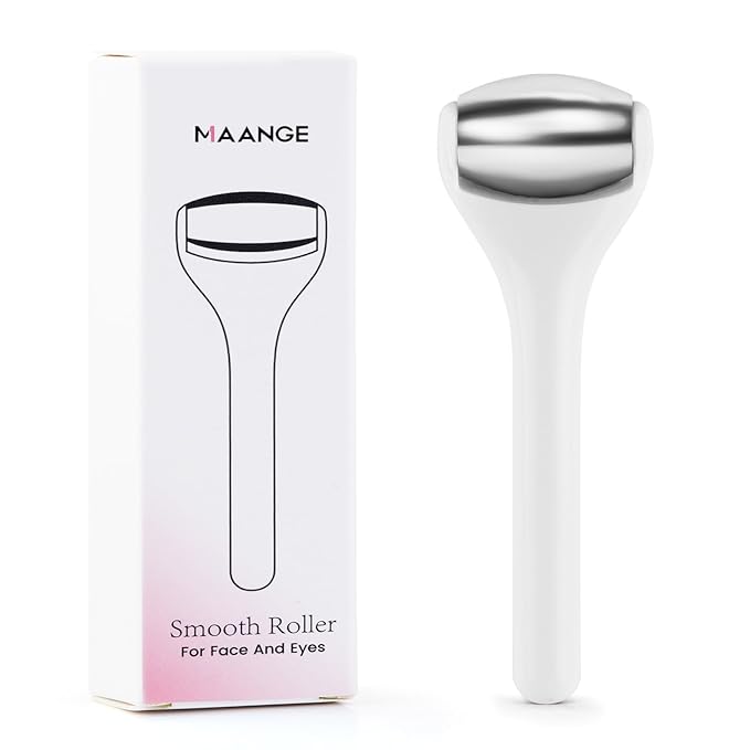 MAANGE Mini Eye & Face Rollers for Eye Massager, Stainless Steel Eye Ice Roller for Relief Puffiness Migraine Skincare Facial Roller (White)