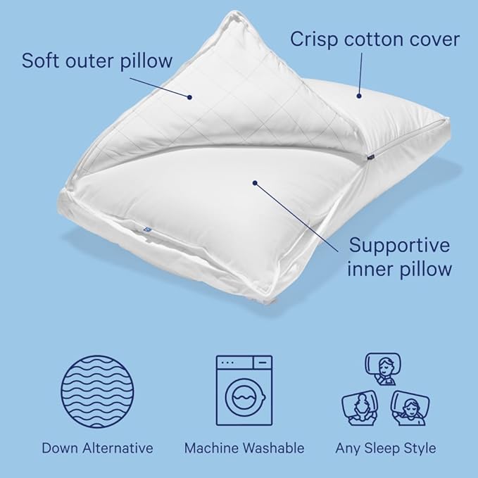 Casper Original Pillow for Sleeping, King, White, Two Pack