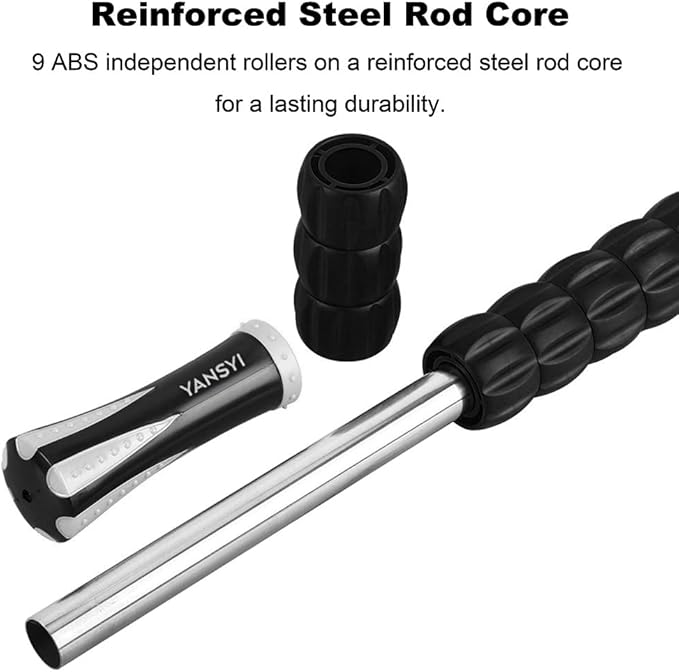 Yansyi Muscle Roller Stick for Athletes - Body Massage Roller Stick - Release Myofascial Trigger Points Reduce Muscle Soreness Tightness Leg Cramps & Back Pain for Physical Therapy & Recovery (White)