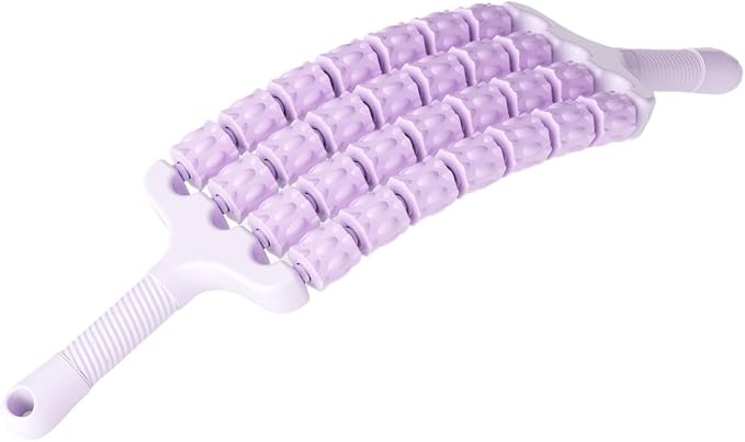 Massage Roller Sticks Handheld Ergonomic Grip Multipurpose Massage Tool Muscle Relaxation for Workout Home Use, Purple
