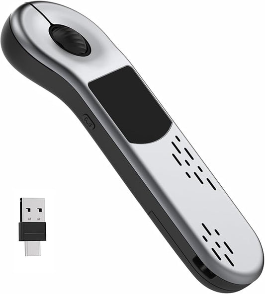 Air Mouse for PC/iOS/Android with Touchpad Bluetooth 2.4G Remote Control for PowerPoint/Keynote/Tiktok/Camera/Kindle App Rechargeable Wireless Presentation for PPT Pointer (Silver)