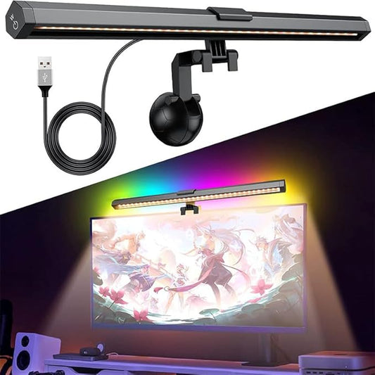 CATPOWER Computer Monitor Light Bar with RGB Backlight, Screen Monitor Lamp for Eye Caring, e-Reading LED Task Lamp with Stepless Adjustment, Touch Control, No Screen Glare Space Saving