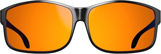 Swanwick Amber fit over blue light blocking glasses. Premium 99% blue blocker glasses fits over prescription glasses.