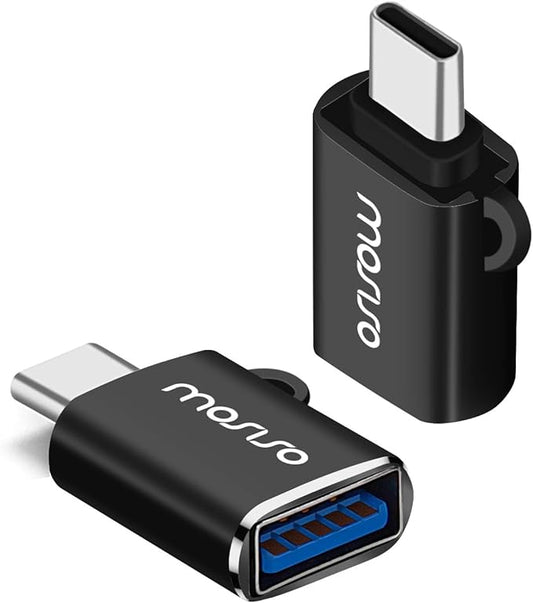 MOSISO USB C to USB Adapter 2 Pack,USB Type-C to USB Connector,Thunderbolt 3 to USB 3.0 Converter OTG Compatible with MacBook Pro 2024-2016/Air 2024-2018/Laptop/Tablet/More Type-C Devices, Black