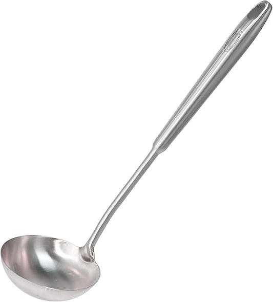 Newness Soup Ladle, [Rustproof, Heat Resistance, Integral Forming] Resilient 304 Stainless Steel Soup Spoon with Vacuum Ergonomic Round Handle, Cooking Spoon for Kitchen, 13.7 Inches