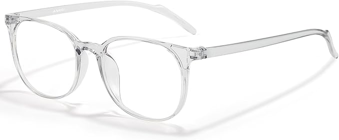 ANRRI Blue Light Blocking Glasses Round Lightweight Eyeglasses Frame Filter Blue Light Computer Game Glasses Grey Frame for Men and Women