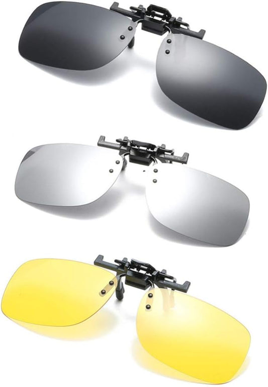 Clip on Flip up Polarized Lens For Prescription Glasses UV Protection Sunglasses (Clear lenses not Polarized)