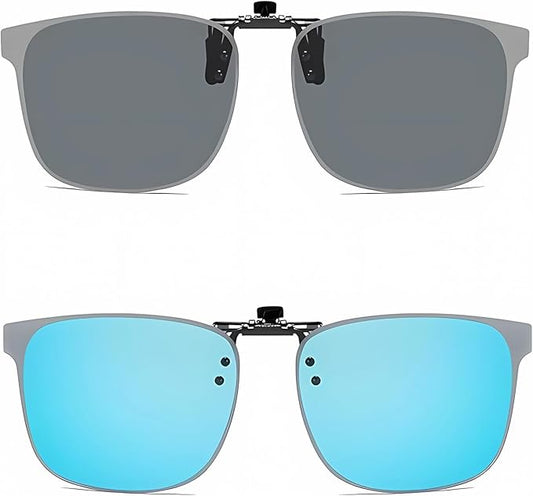 Clip on Flip up Polarized Lens For Prescription Glasses UV Protection Sunglasses (Clear lenses not Polarized)
