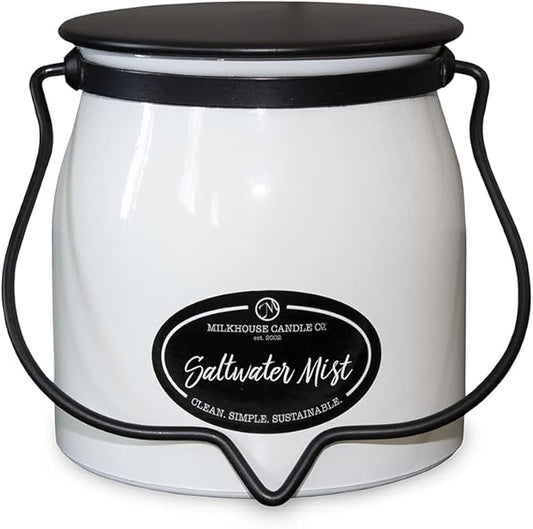 Milkhouse Candle Company - Saltwater Mist - Creamery Collection - 16oz Double Cotton Wick Soy Candles with Beeswax - Long Burn Time, Made in The USA - Non Toxic, Premium Scented Candles