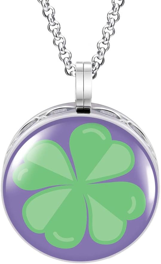 Wild Essentials Four Leaf Clover Enamel Finish Essential Oil Diffuser Necklace Gift Set - includes Aromatherapy Pendant, 24" Stainless Steel Chain, 8 Color Refill Pads
