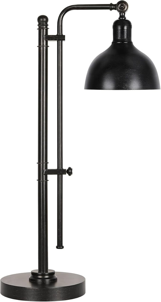 PARTPHONER Industrial Adjustable Desk Lamp for Home Office, Farmhouse Table lamp, Rustic Metal Task Desk Lamp in Aged Bronze Finish, Vintage Reading Lamp for Study Room, Black