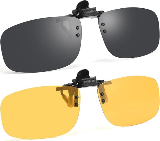 Polarized Clip-on Flip Up Metal Clip Rimless Sunglasses for Prescription Glasses