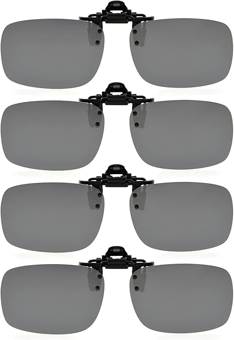 Eyekepper 4 Pack Flip-up Clip-On Sunglasses 59x39 MM Metal Wear Over Glasses