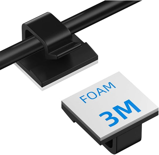 100 Pcs Cable Clips,Adhesive Cord Clips for USB Cables, Phone Chargers, Ethernet Cables, car Dash cam Cables,Christmas Lights, String Lights(Black, Small)