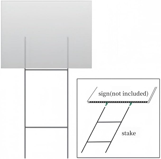 12 Pack Heavy Duty Metal H Frame Wire H Long Stakes, 24'' x 10'' Yard Sign Stake for 4mm Corrugated Signs