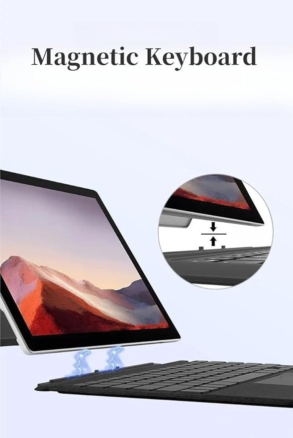 Keyboard for Surface Go 4/Go 3 /Go 2/Go, Portable Type Cover for Surface Go, 7-Color Backlit, Ultra-Slim Wireless Keyboard with Multi-Touch Trackpad,Wine Red