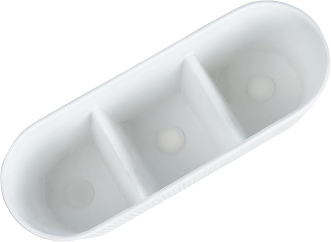 MyGift 11 Inch Ceramic Herb Planter with Drainage, Modern 3 Compartment Plant Pot, Decorative Garden Pots for Planting Herbs Flowers Succulents