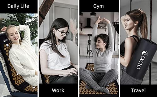 Extra Long Yoga Acupressure Mat Set,Massage Acupuncture Mat Large,Magnetic Mat Acupressure Body mat and Pillow for Neck Back Pain Relief(Gold)