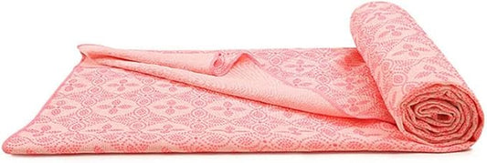 Yoga Towel, Hot Yoga Mat Towel - Sweat Absorbing Non-Slip for Hot Yoga, Pilates and Workout, 24x72 inches with Upgraded Clover-Shaped Grip Dots (Pink 2)
