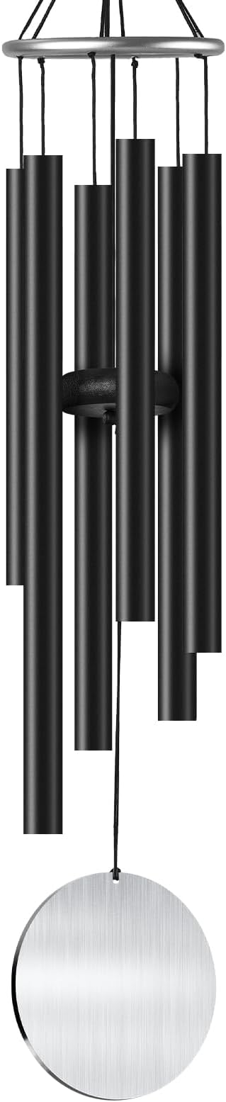 Wind Chimes for Outside, 32-inch Aluminum Deep Tone Wind Chimes, Memorial WindChimes Outdoor, Best Gifts for Mom, Grandma, Suitable for Garden, Patio, Backyard Decoration(Black)