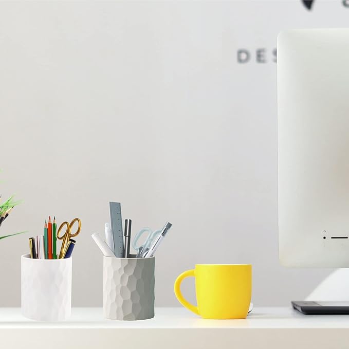 Pen Holder,Nordic Style Silicone Waterproof Pencil Holder for Desk Simple&Modern Minimalist Makeup Organizer Multifunctional Office Supplies for Home,Kids and School(Light grey)