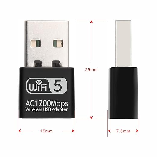 REDLUX 1300Mbps USB WiFi Adapter for PC, AC1300M USB WiFi Dongle 802.11ac Mini Wireless Network Adapter with Dual Band 2.4GHz/5Ghz for Desktop Laptop Support Windows 11/10/8/7/XP, MAC OS, Linux etc