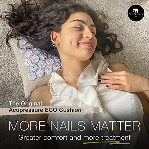Bed of Nails Original Premium Comfortable ECO Acupressure Pillow Flat Cushion, 2520 Acupuncture Pressure Points for Neck Pain, Back Pain, Stress Relief, Linen Tote Bag, 16x11x4