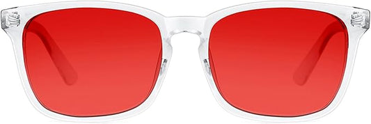 TIJN Sleep Glasses with Blue Green Light Blocking, Red Light Lens for Computer Gaming, Screen Fatigue & UV Protection