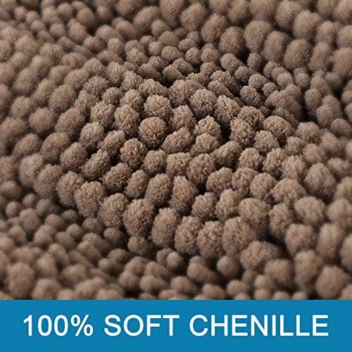 H.VERSAILTEX 2 Piece Bathroom Set - Super Absorbent Chenille Striped Bath Mats, Non Skid, Machine Washable (Taupe Brown, 47 x 17 Plus 17 x 24 - Inches)