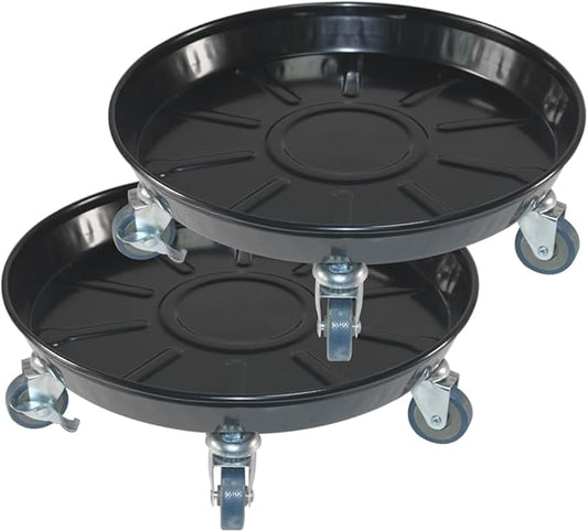 10" Heavy Duty Plant Dolly with Wheels, 160lbs Metal Rolling Plant Stand with Casters, Round Wheeled Planter Caddy Roller Base Carry Potted Tree Flower Pot for Indoor Outdoor Garden, 2 Pack, Black