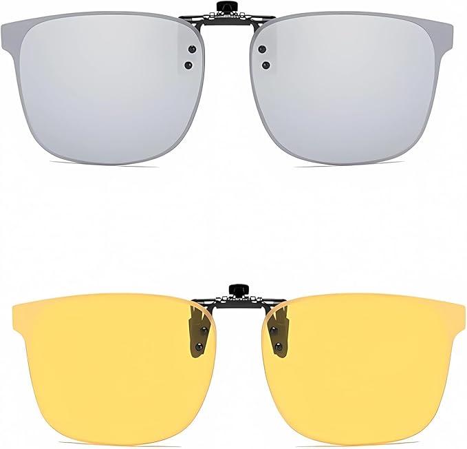 Clip on Flip up Polarized Lens For Prescription Glasses UV Protection Sunglasses (Clear lenses not Polarized)