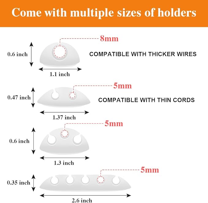 Shintop Cable Clips, 16 Pack White Cord Holder Adhesive Cable Organizer Wire Holder for Organizing Phones Chargers Desk Nightstand Car