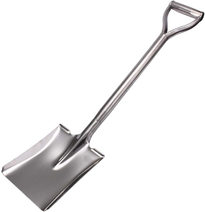 31.5 Inch Flat Head Garden Shovel, D Handle Square Flat Spade Shovel for Gardening, All Stainless Steel Made