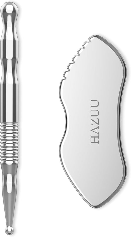Stainless Steel Gua Sha Tool & Acupuncture Pen- Deep Tissue Massage & Pain Relief Therapy with Trigger Point - Full Body Self-Massage Acupressure Bar for Relaxation (JGS-3)