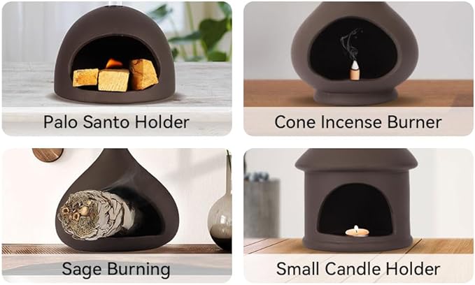 Multi-Functional Palo Santo Burner, Palo Santo Holder， Stick and Sage Smudging Bowl, Modern Incense Burner with Chimney, Ash Catcher, Suitable for Spiritual Rituals, Yoga, Meditation