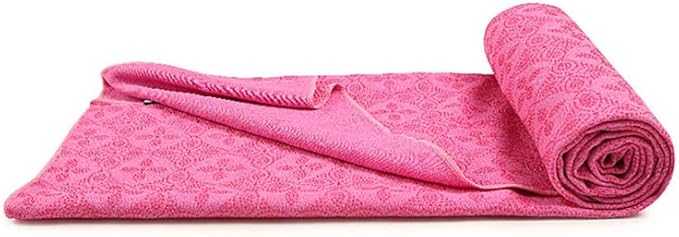 Yoga Towel, Hot Yoga Mat Towel - Sweat Absorbing Non-Slip for Hot Yoga, Pilates and Workout, 24x72 inches with Upgraded Clover-Shaped Grip Dots (Deep Pink)