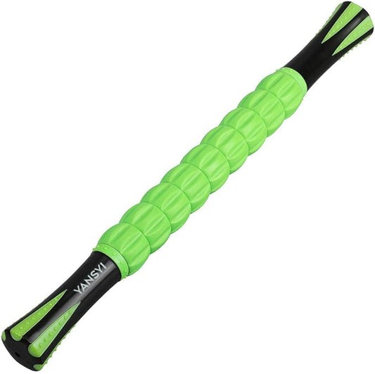 Yansyi Muscle Roller Stick for Athletes - Body Massage Roller Stick - Release Myofascial Trigger Points Reduce Muscle Soreness Tightness Leg Cramps & Back Pain for Physical Therapy & Recovery (Green)