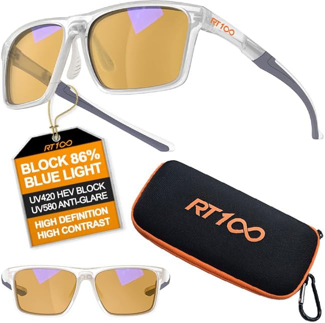 HD Premium Gaming and Computer Screen Yellow Tint Glasses Blue Light Blocking 86% Reduce Glare Anti Eyestrain