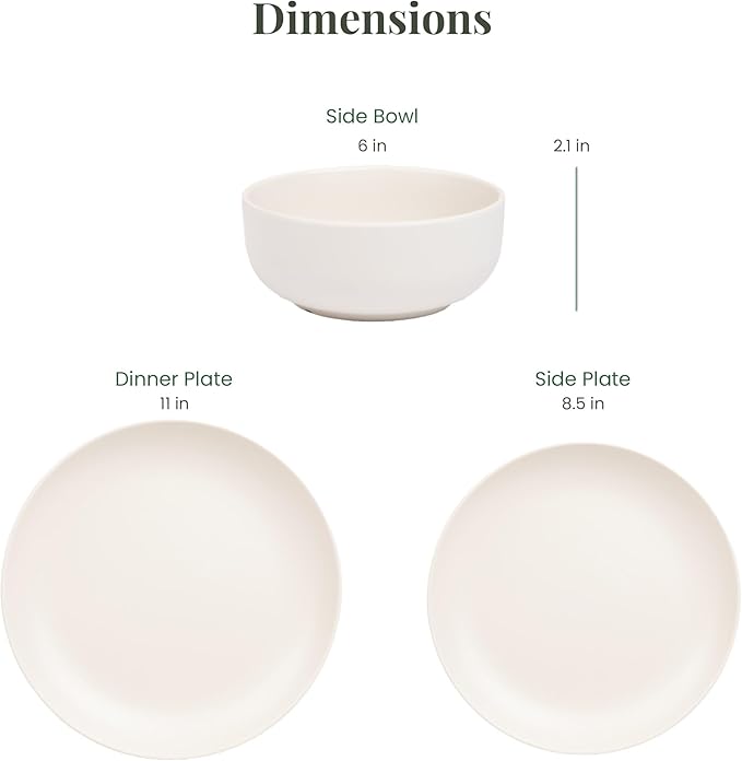Larder & Vine 12-Piece Melamine Dinnerware Set: Durable, Lightweight, Break-Resistant Plates & Bowls – Stylish, Non-Toxic, Dishwasher Safe – Ideal for Everyday Use, Indoor & Outdoor Dining – Ivory
