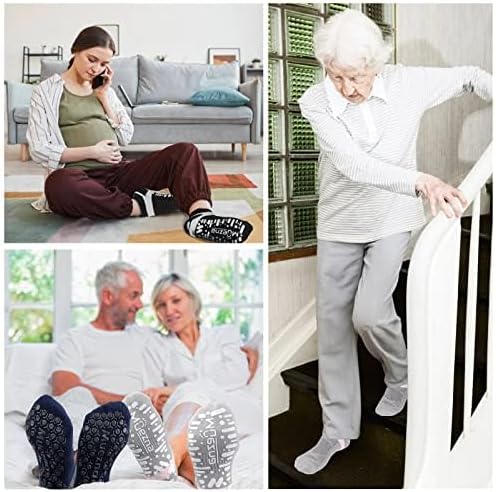 Muezna Non Slip Yoga Socks for Women, Anti-Skid Pilates, Barre, Hospital Socks with Grips, Size 5-10