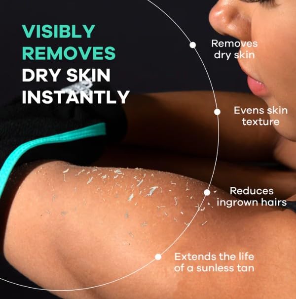 Dermasuri - Deep Exfoliating Glove - Polishing Mitt Body Scrubber - Korean Skin Cleaner Exfoliator & Dead Skin Buffing Treatment - Gifts for Women & Men - Keratosis Pilaris Scrub Remover (2 Pack)