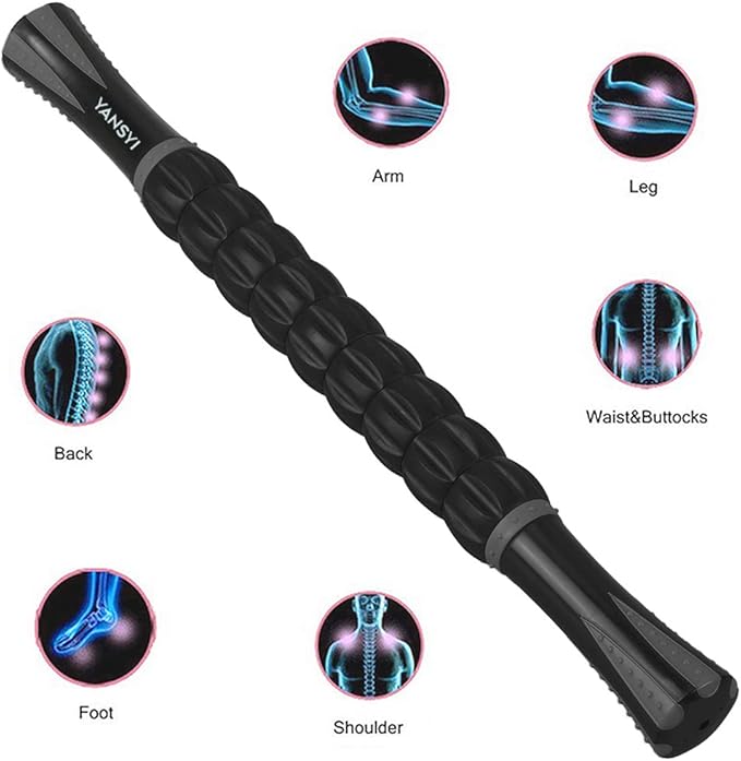 Yansyi Body Massage Roller Stick for Athletes - Release Myofascial Trigger Points Reduce Muscle Soreness Tightness Leg Cramps & Back Pain for Physical Therapy & Recovery (Gray)