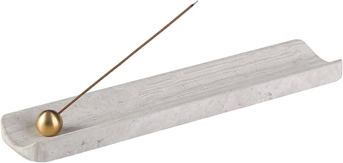 Koville Natural Marble Incense Holder, Incense Holders for Sticks, Incense Burner Holder, Ideal for Meditation and Relaxing, Easy to Clean(White Wooden)